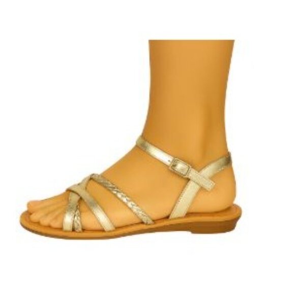 Piper Size 5M Girls Gold Braided Strap Sandals Adjustable Ankle Straps - Picture 2 of 16